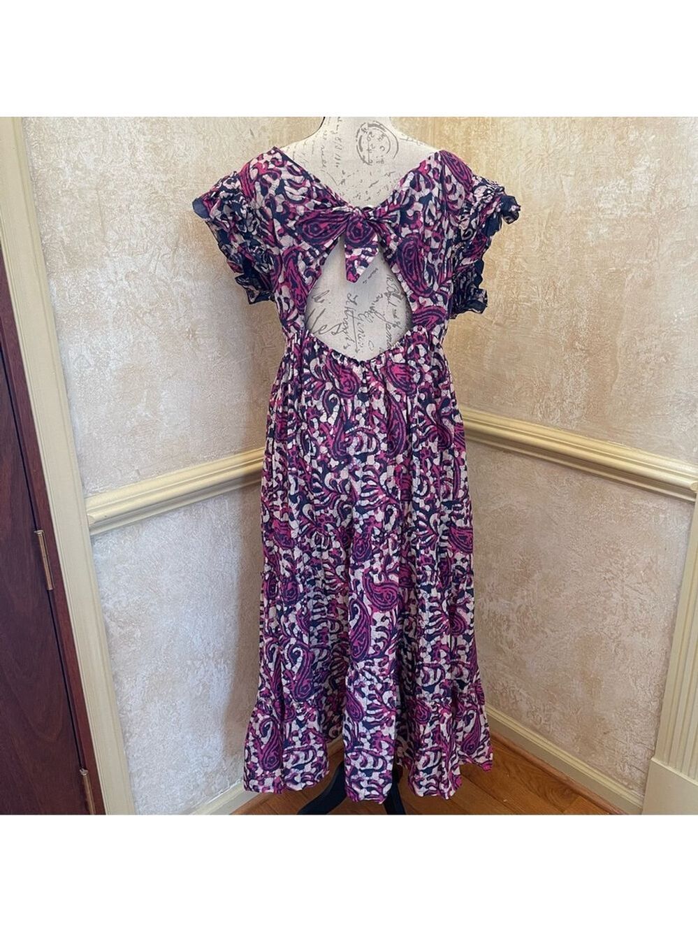 House of Harlow 1960 floral midi/maxi poplin cotton dress Sz L Fairy Cottagecore - Picture 7 of 12